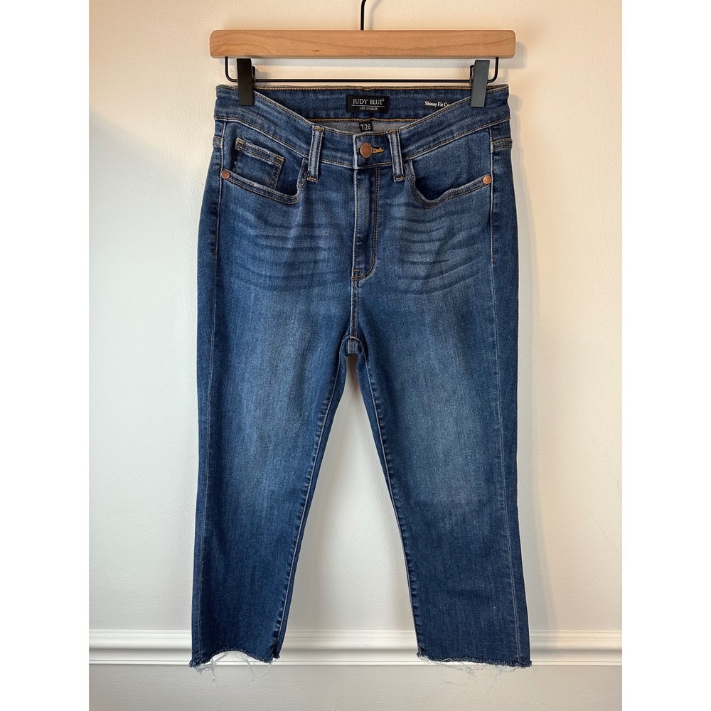 JUDY BLUE Denim Cut Off Blue Jean Skinny Fit Capri Pants | 7/28